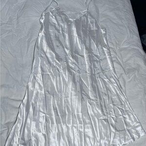 Elegant White Satin Slip Dress /Lounge Dress
